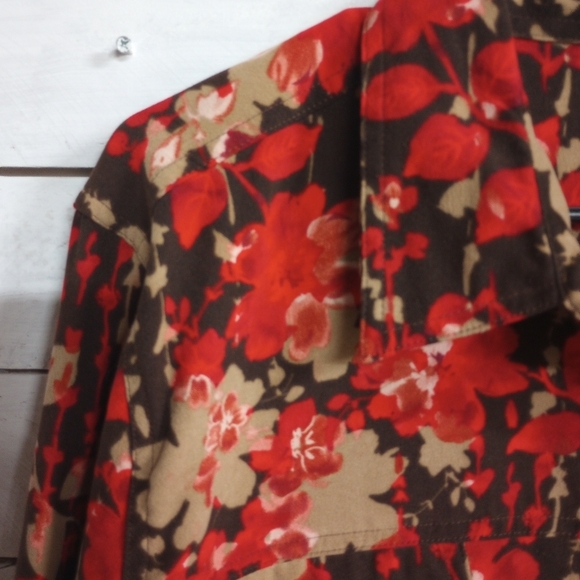 BAXTER & WELLS Womens Multicolor Floral Button Front Stretch Shacket XL Jacket - Picture 9 of 12
